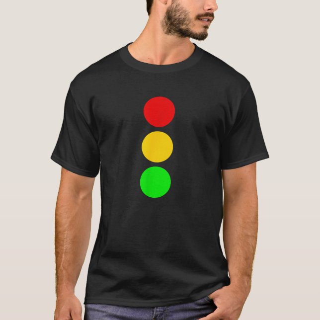 Traffic Signal Stop Caution Go Stop Light Colours  T-Shirt (Front)
