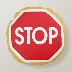 Traffic stop sign (infrastructure road works) round cushion