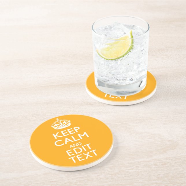 Traffic Yellow Accent Keep Calm And Your Text Coaster (Side)