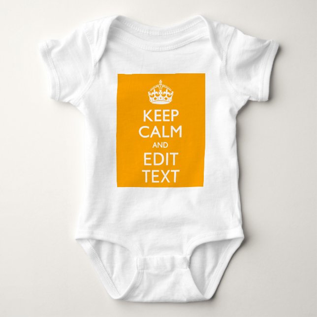 Traffic Yellow Background Keep Calm And Your Text Baby Bodysuit (Front)
