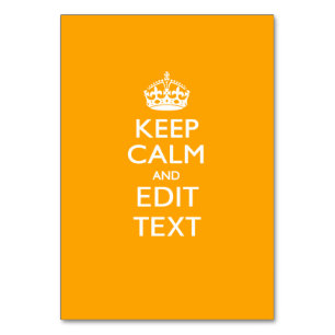 Traffic Yellow Background Keep Calm And Your Text Table Number