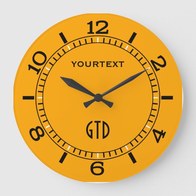 Traffic Yellow Decor Dial Easily Personalise This Large Clock (Front)