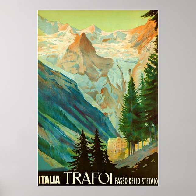 Trafoi~Passo dello Stelvio~Vintage Travel Canvas Poster (Front)