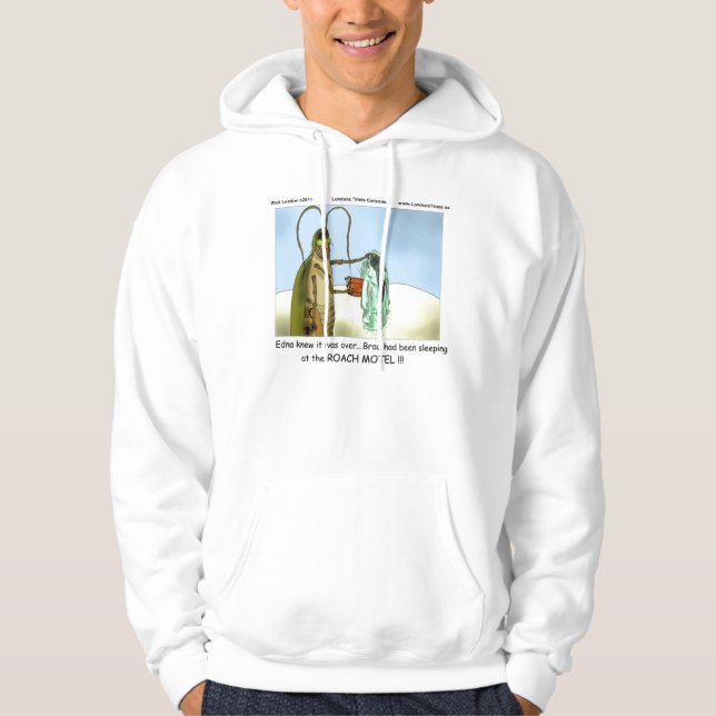 Tragedy At The Roach Motel Funny Cartoon Hoodie by (Front)