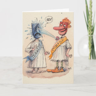 Tragedy & Comedy 'get well soon' Card