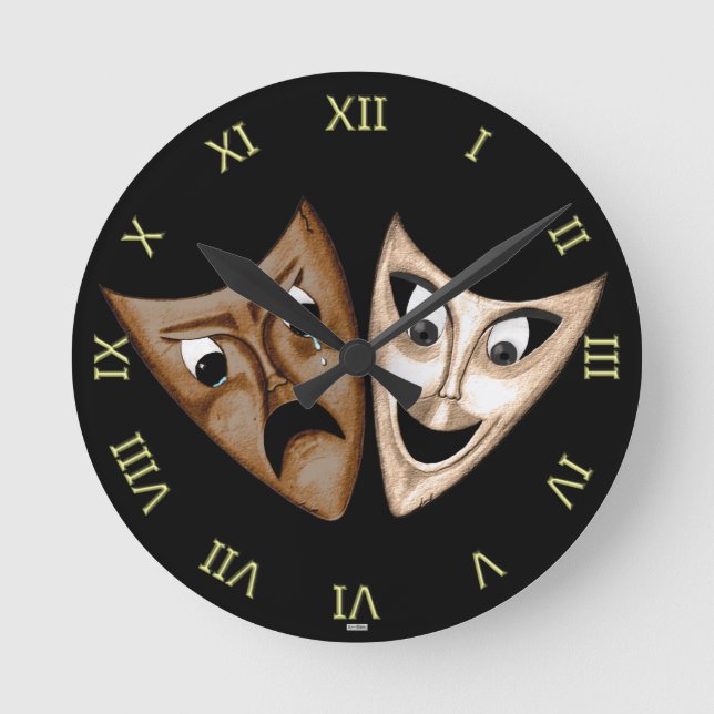 Tragedy & Comedy Round Clock (Front)