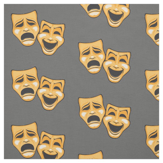 Tragedy Comedy Theatre yellow Fabric (Swatch)