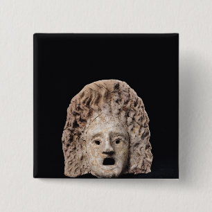 Tragic mask 15 cm square badge