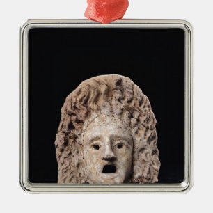Tragic mask metal ornament