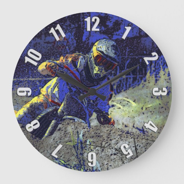 Trail Blazer Motocross Rider Large Clock (Front)