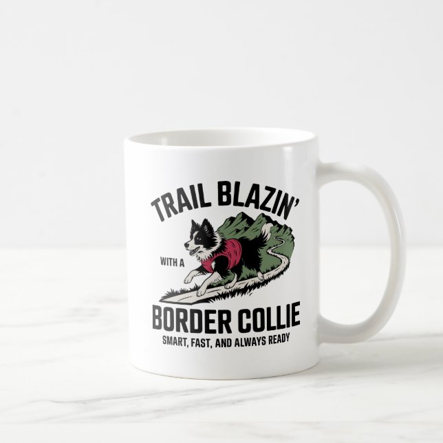 Trail Blazin’ Border Collie Adventure Design Coffee Mug (Right)