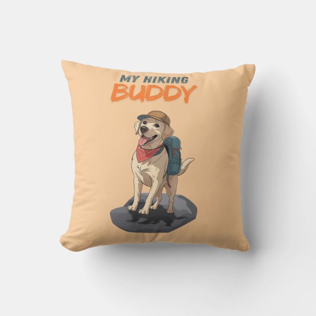Trail Buddy – Hiking Labrador Adventure Cushion (Front)