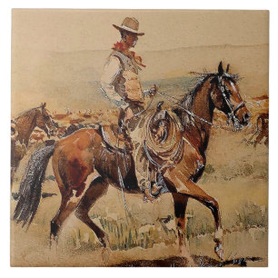 “Trail Drive” 2 Western Art by Edward Borein Ceramic Tile