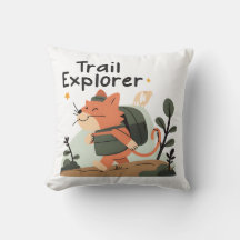 Trail Explorer Cat – Decorative Throw Pillow