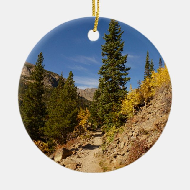 Trail from the Loch at Rocky Mountains Ceramic Ornament (Front)