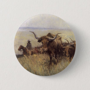 Trail Herd to Wyoming by WHD Koerner 6 Cm Round Badge