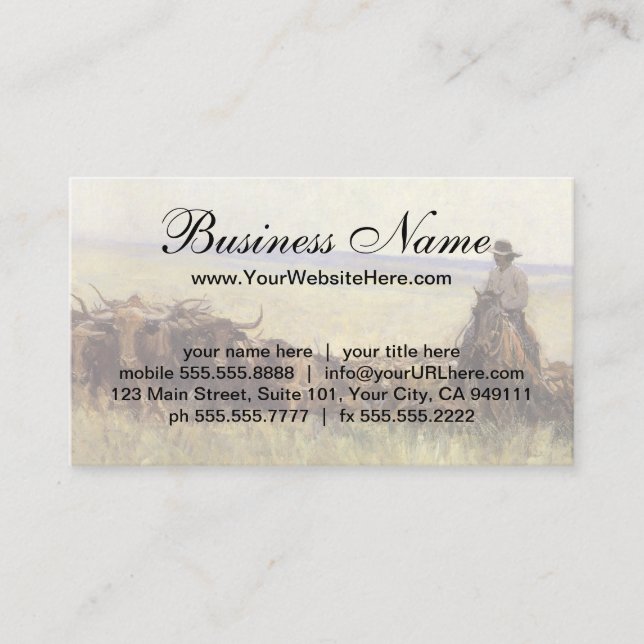 Trail Herd to Wyoming by WHD Koerner Business Card (Front)