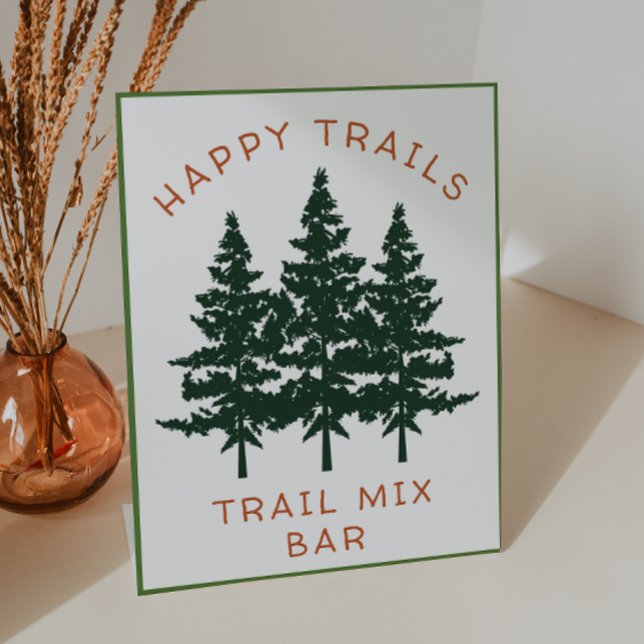 Trail Mix Bar Forest Theme Birthday Party Pedestal Sign (Creator Uploaded)