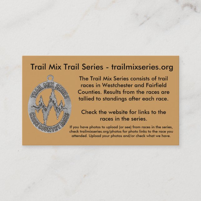 Trail Mix Website/Photo Business Card (Front)