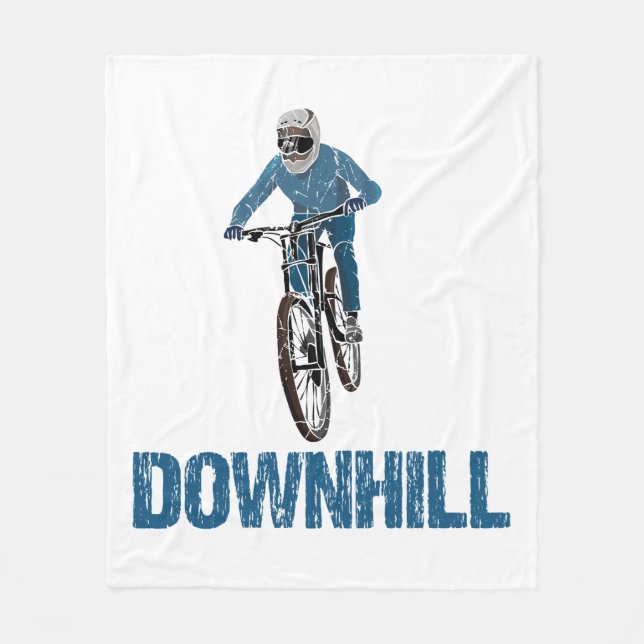 Trail Mountain Biker Downhill Fleece Blanket (Front)