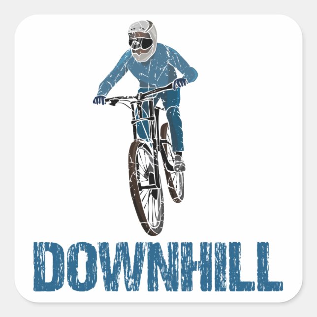 Trail Mountain Biker Downhill Square Sticker (Front)