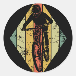 Trail Mountain Biker Vintage Classic Round Sticker