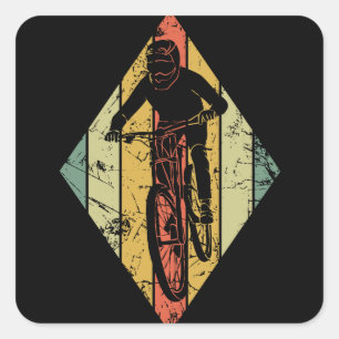 Trail Mountain Biker Vintage Square Sticker