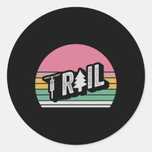 Trail Retro Mountain Biking Adventure Classic Round Sticker