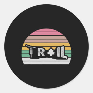 Trail Retro Mountain Biking Outdoor Vibes Classic Round Sticker