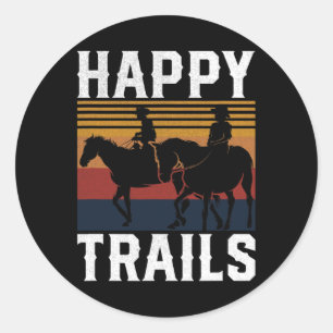 Trail Riding Horse Lover Horseback For Cowboys Cow Classic Round Sticker