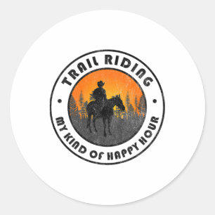 Trail Riding Horseback Camping Vintage Gift For Me Classic Round Sticker