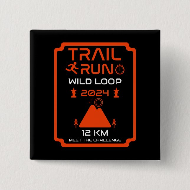 Trail Run Competition Award 15 Cm Square Badge (Front)