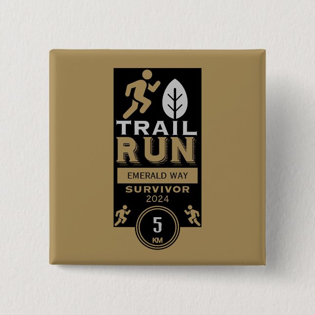 Trail Runner Race Competition 15 Cm Square Badge (Front)
