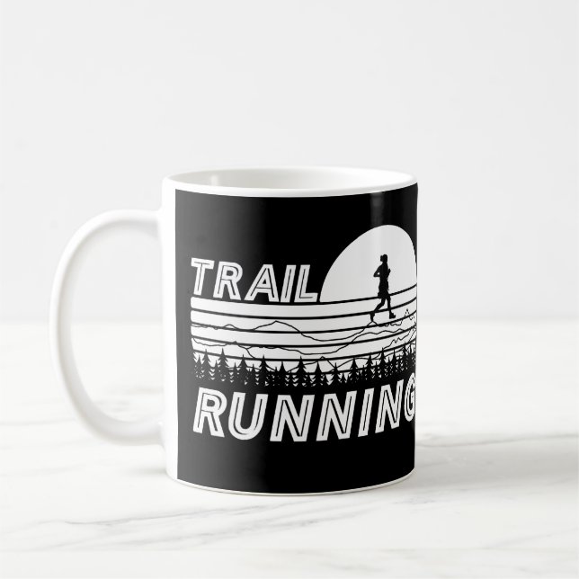 Trail Running at sunset with mountains and wow Coffee Mug (Left)