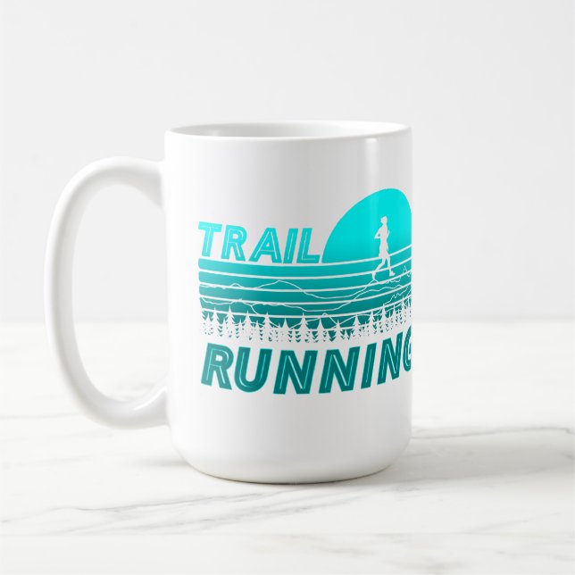 Trail running blue sunset with mountains coffee mug (Left)