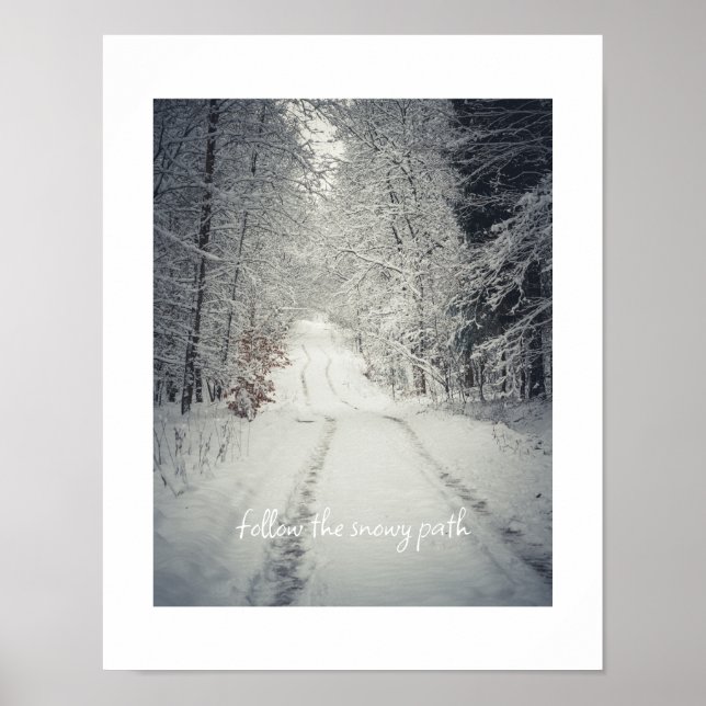Trail through a snow-covered winter forest poster (Front)