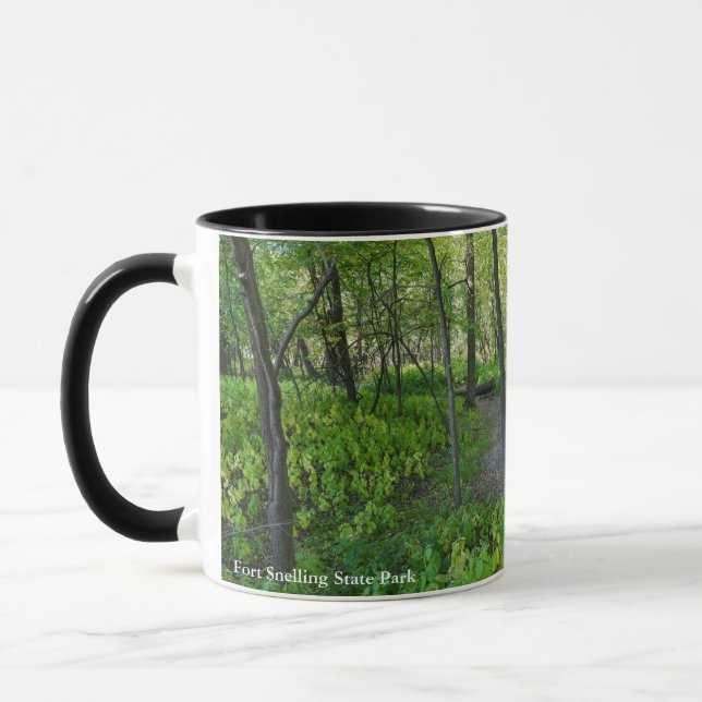 trail through fort snelling state park forest mug (Left)