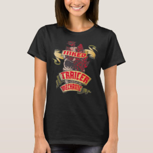 Trailer Mechanic Inked Skull & Red Roses Tattoo T-Shirt