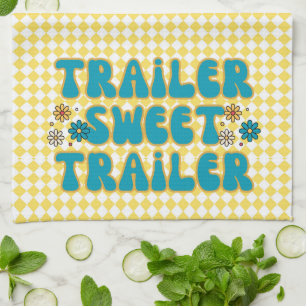 Trailer Sweet Trailer Yellow Harlequin Tea Towel