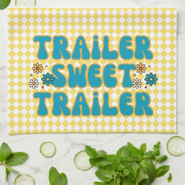 Trailer Sweet Trailer Yellow Harlequin Tea Towel (Folded)