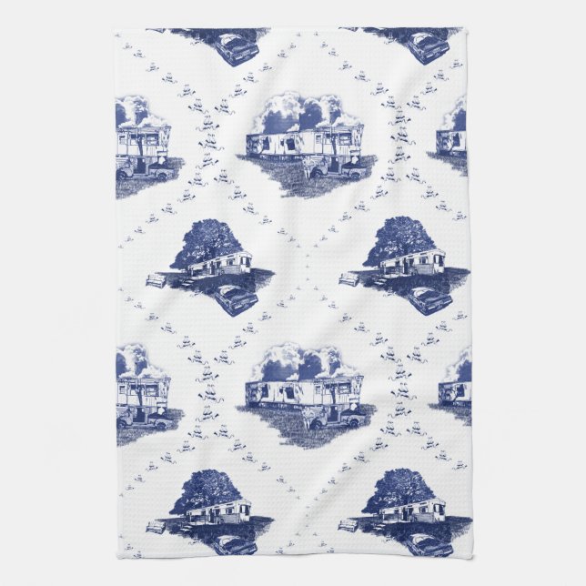 Trailer Trash Toile [kitchen towel] Tea Towel (Vertical)