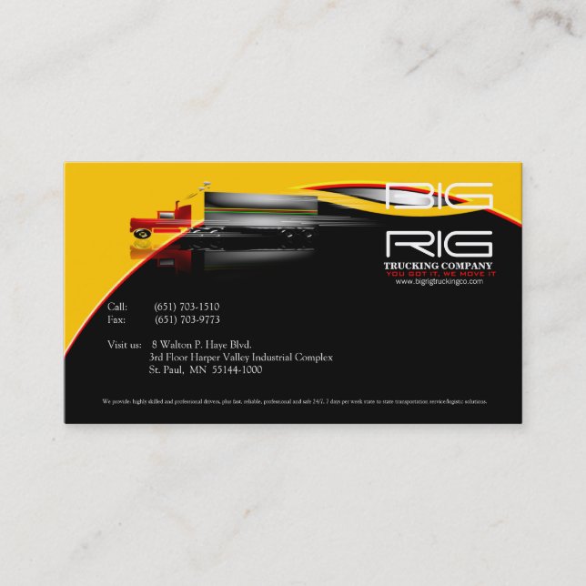 Trailer Truck Trucking Company Business Card (Front)