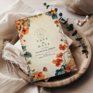 Trailing Floral Autumn Wedding Save The Date