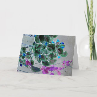 "Trailing Flowers" Digitally Edited Blue & Purple Card