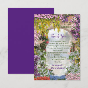 Trailing flowers over an archway at the lake RSVP  Card
