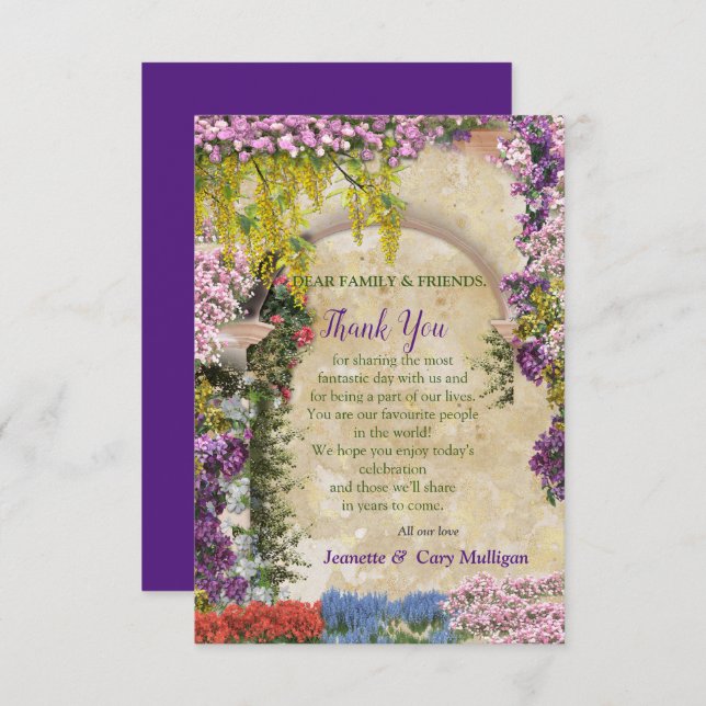 Trailing flowers over an archway  RSVP card (Front/Back)