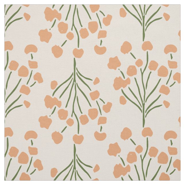 Trailing Meadow Vines | Botanical Muted Apricot  Fabric (Swatch)