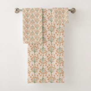 Trailing Meadow Vines Soft Botanical Apricot Bath Towel Set