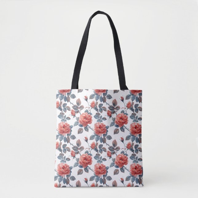 Trailing Roses Floral  Tote Bag (Front)