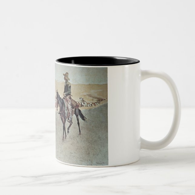Trailing Texas Longhorns (oil on canvas) Two-Tone Coffee Mug (Right)